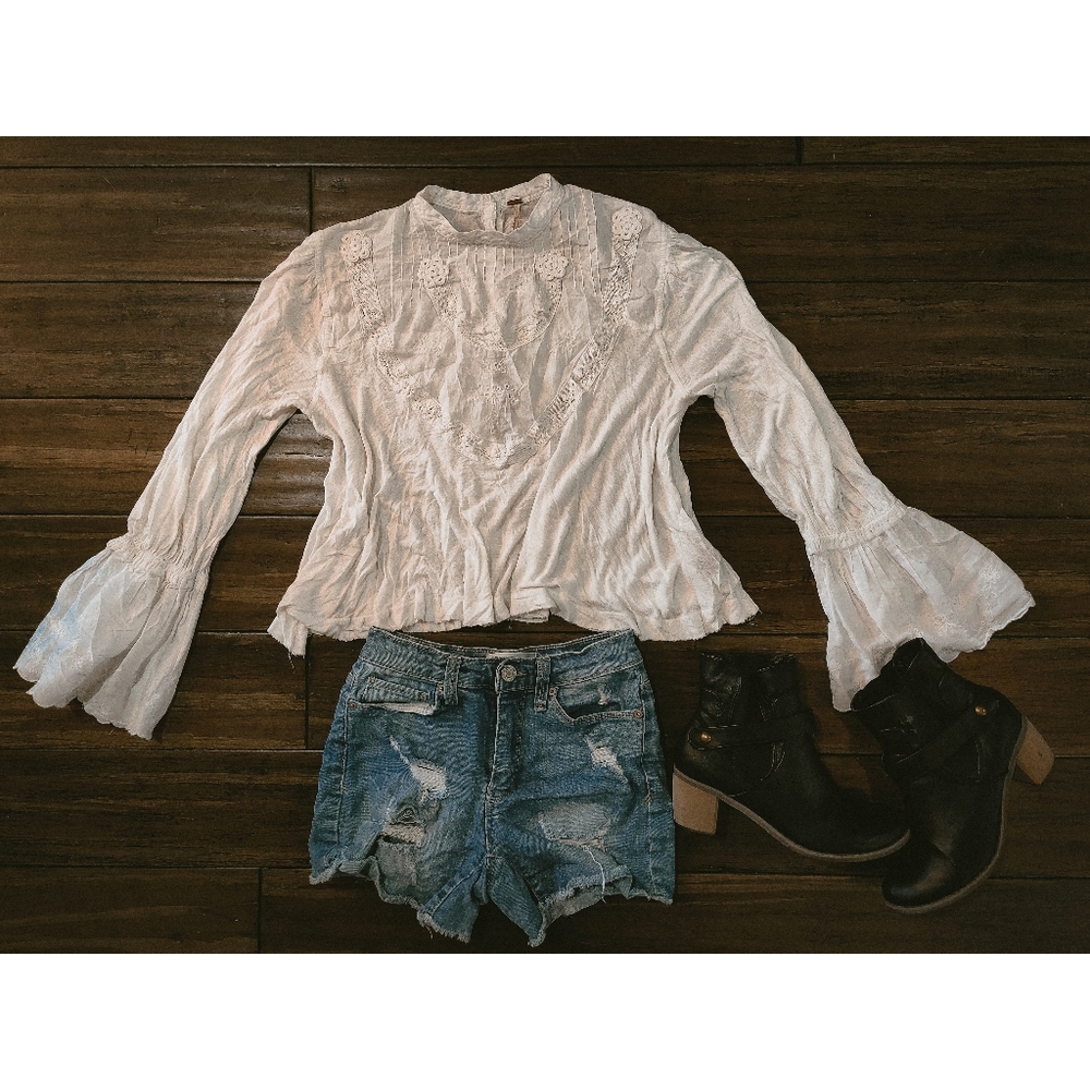SOLD Free People White Crochet Top M